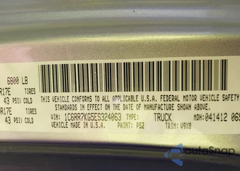 2014 Ram 1500 Tradesman from USA, damaged, VIN 1C6RR7KG5ES324063